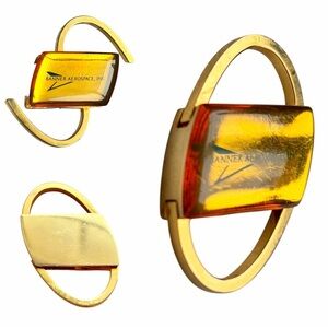 Vintage RARE Banner Aerospace Gold Plated Metal WATCH FOB Key Chain Advertising